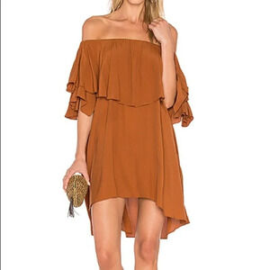 MLM Label Maison Dress Womens Small Rust Orange Mini Off The Shoulder